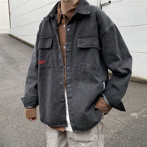 autumn new denim jacket men fashion embroidery washed solid color casual denim jacket man streetwear hip hop loose bomber, Black;brown
autumn new denim jacket men fashion embroidery washed solid color casual denim jacket man streetwear hip hop loose bomber, Black;brown