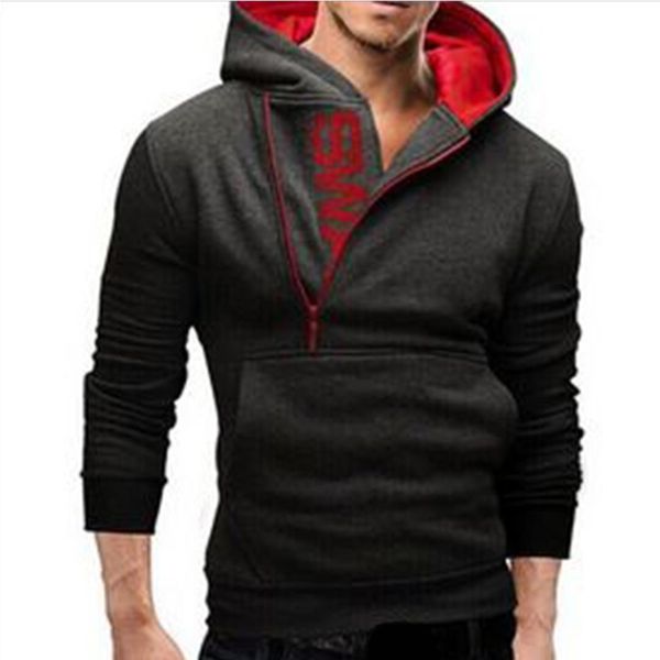 men's side zipper hooded hoodie letter print pullover thick warm sweat shirt top, Black
men's side zipper hooded hoodie letter print pullover thick warm sweat shirt top, Black