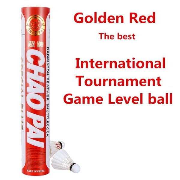 5tubes/lot Golden Red Chaopai Badminton Shuttlecock Grade Feather International Tournament Ball Level Q8002-5spb