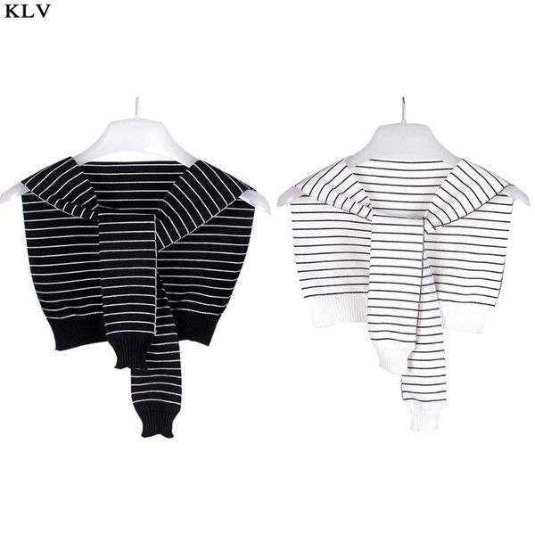 children boys girls navy style knitted false collar shawl black white stripes self-tie fake sweater cape shoulder with sleeves, Black;gray
children boys girls navy style knitted false collar shawl black white stripes self-tie fake sweater cape shoulder with sleeves, Black;gray