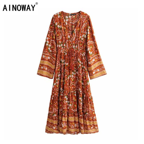 vintage chic women floral print long sleeve tassel beach bohemian dress ladies deep v-neck summer boho maxi dress vestidos, Black;gray
vintage chic women floral print long sleeve tassel beach bohemian dress ladies deep v-neck summer boho maxi dress vestidos, Black;gray