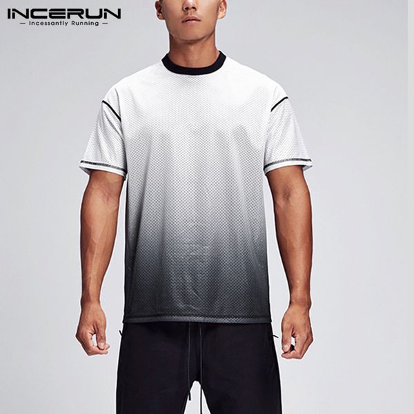 men gradient t shirt o neck short sleeve bodybuilding casual tee 2020 breathable streetwear workout mens t-shirts incerun, White;black
men gradient t shirt o neck short sleeve bodybuilding casual tee 2020 breathable streetwear workout mens t-shirts incerun, White;black