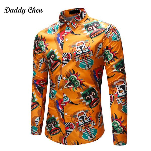 mens shirts print abstract printed yellow long sleeve shirt casual slim fit brand male shirts, White;black
mens shirts print abstract printed yellow long sleeve shirt casual slim fit brand male shirts, White;black