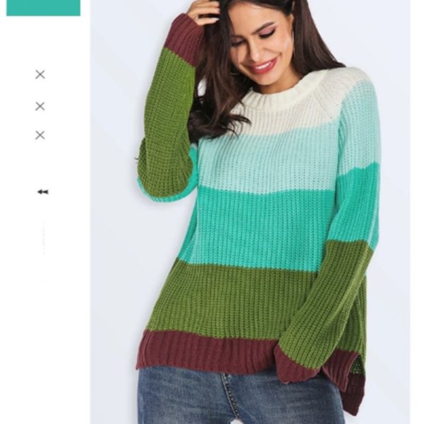 women's sweaters sweater female 2021 explosions round neck pullover striped hit color shirt, White;black
women's sweaters sweater female 2021 explosions round neck pullover striped hit color shirt, White;black