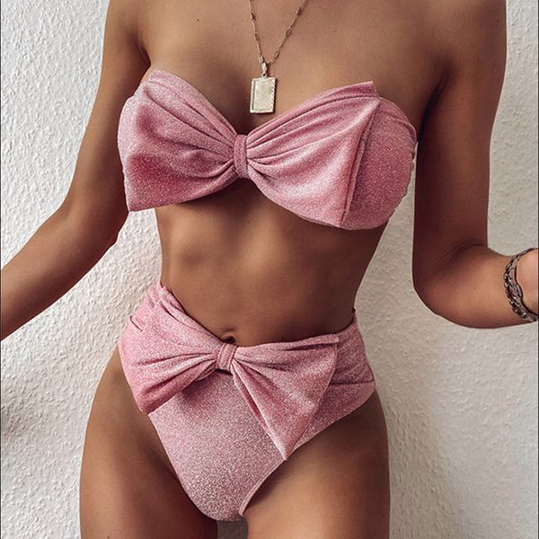high waist bikinis 2020 swimsuits bandeau swimwear women shiny bow biquini solid strapless bathers bathing suit women new, White;black
high waist bikinis 2020 swimsuits bandeau swimwear women shiny bow biquini solid strapless bathers bathing suit women new, White;black