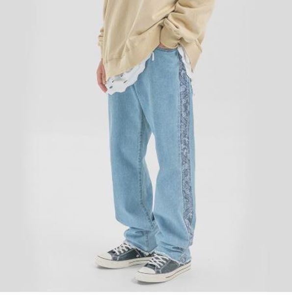 men high street vintage fashion loose casual straight jeans male hip hop splice harem denim pants cowboy trouser, Blue
men high street vintage fashion loose casual straight jeans male hip hop splice harem denim pants cowboy trouser, Blue