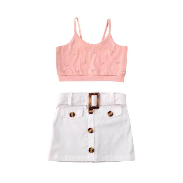 2020 kids baby girls clothes sets sleeveless pearl crop white button mini skirts 2pcs summer outfit set 1-5y
2020 kids baby girls clothes sets sleeveless pearl crop white button mini skirts 2pcs summer outfit set 1-5y