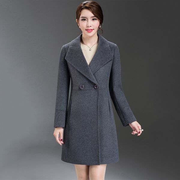 fashion double breasted womens long coats 2018 winter slim pockets wool blend coat and jacket turn-down collar ladies coats, Black
fashion double breasted womens long coats 2018 winter slim pockets wool blend coat and jacket turn-down collar ladies coats, Black