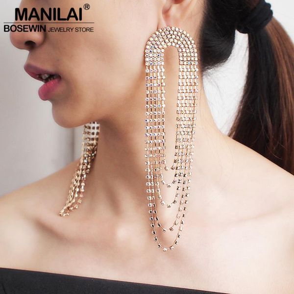 manilai shiny rhinestone tassel earring for women statement long dangle earrings charm wedding party jewelry, Silver
manilai shiny rhinestone tassel earring for women statement long dangle earrings charm wedding party jewelry, Silver