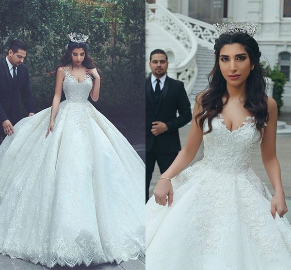 modest middle east arabic dubai lace wedding dresses ball gown spaghetti straps backless long bridal gowns church formal, White
modest middle east arabic dubai lace wedding dresses ball gown spaghetti straps backless long bridal gowns church formal, White