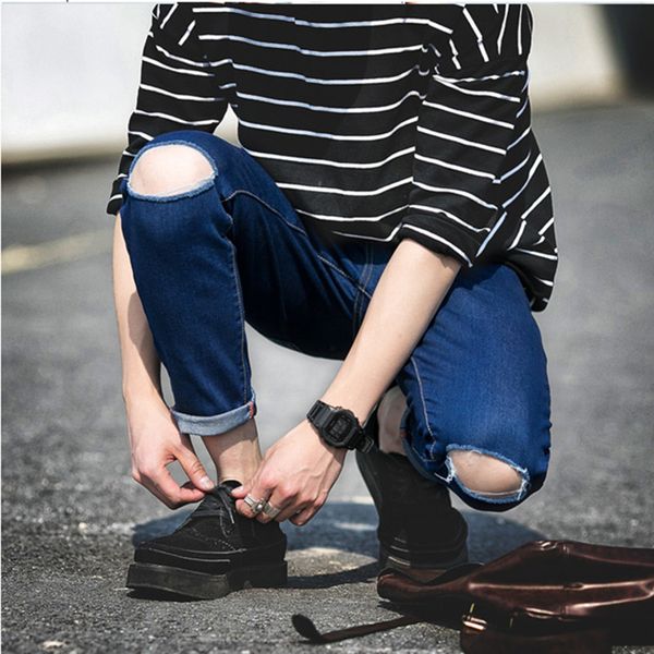 men's jeans wholesale 2021 summer thin broken hole men korean slim feet pants teenagers cowboy students ankle length beggar, Blue
men's jeans wholesale 2021 summer thin broken hole men korean slim feet pants teenagers cowboy students ankle length beggar, Blue