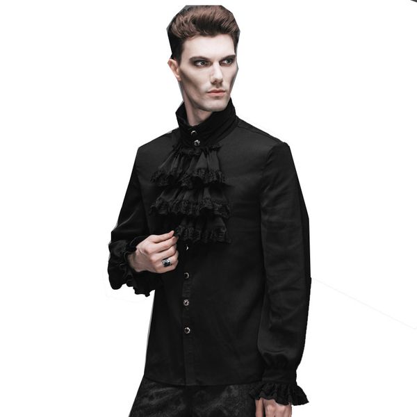 devil fashion victorian men's punk black uxedo shirts with lace cuffs male silk blouses gothic flounce tie shirt, White;black
devil fashion victorian men's punk black uxedo shirts with lace cuffs male silk blouses gothic flounce tie shirt, White;black