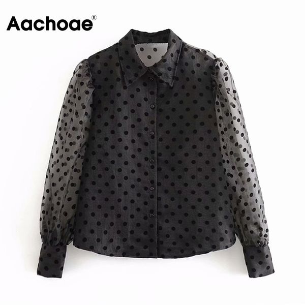 women fashion polka dot organza blouse transparent long sleeve casual bouses female turn down collar chic shirt 2020, White
women fashion polka dot organza blouse transparent long sleeve casual bouses female turn down collar chic shirt 2020, White