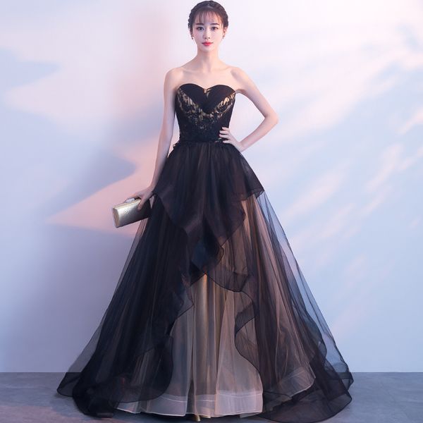 2020 black evening dresses sweethear sleeveless lace-up back pleats tulle sweep train prom dress lace applique, Black;red
2020 black evening dresses sweethear sleeveless lace-up back pleats tulle sweep train prom dress lace applique, Black;red