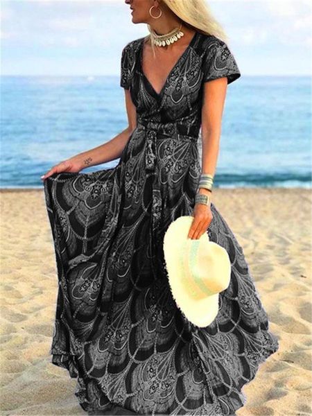 v neck bind panelled womens designer dresses casual females clothing holiday beach print womens dresses fashion, Black;gray
v neck bind panelled womens designer dresses casual females clothing holiday beach print womens dresses fashion, Black;gray