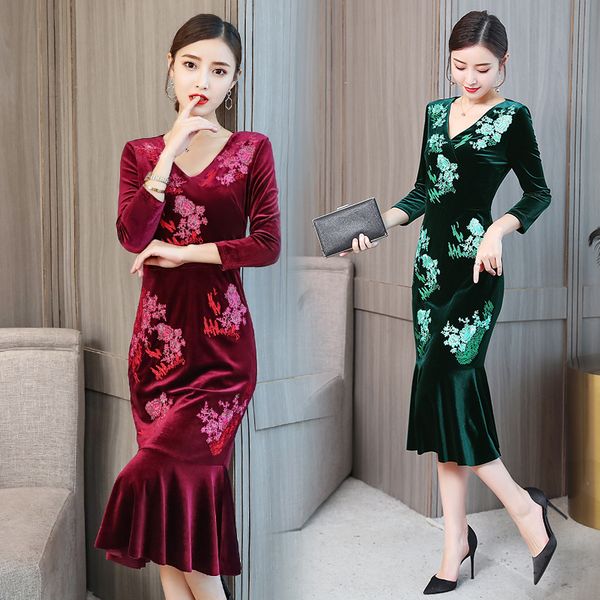 women velvet dresses plus size elegant autumn winter slimming fashion casual dress party dress vestidos femininos, Black;gray
women velvet dresses plus size elegant autumn winter slimming fashion casual dress party dress vestidos femininos, Black;gray