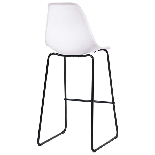 2 pcs white plastic bar chairs patio benches