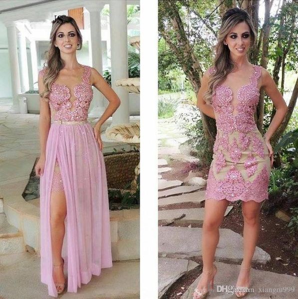 setwell crystal appliqued lace sheath prom dresses detachable skirt sheer illusion evening gowns simple special occasion dress, Black
setwell crystal appliqued lace sheath prom dresses detachable skirt sheer illusion evening gowns simple special occasion dress, Black