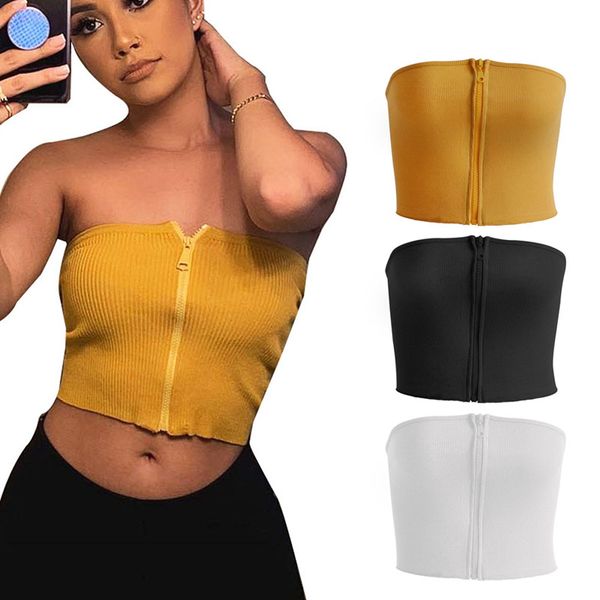 женщины crop tube tops zipper slim fit solid color простой короткие топы на лето tc21, White
женщины crop tube tops zipper slim fit solid color простой короткие топы на лето tc21, White