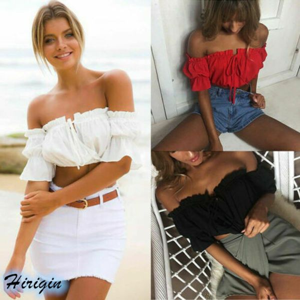 summer women crop 2019 new summer women slash neck short sleeve off shoulder solid short crop, White
summer women crop 2019 new summer women slash neck short sleeve off shoulder solid short crop, White