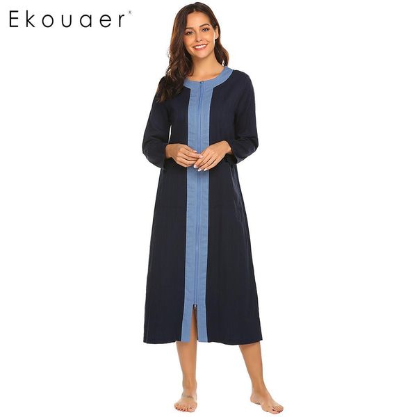 women's sleepwear ekouaer long sleeve dress women nightgown o-neck loose casual zipper pocket patchwork nightdress female nightwear, Black;red
women's sleepwear ekouaer long sleeve dress women nightgown o-neck loose casual zipper pocket patchwork nightdress female nightwear, Black;red