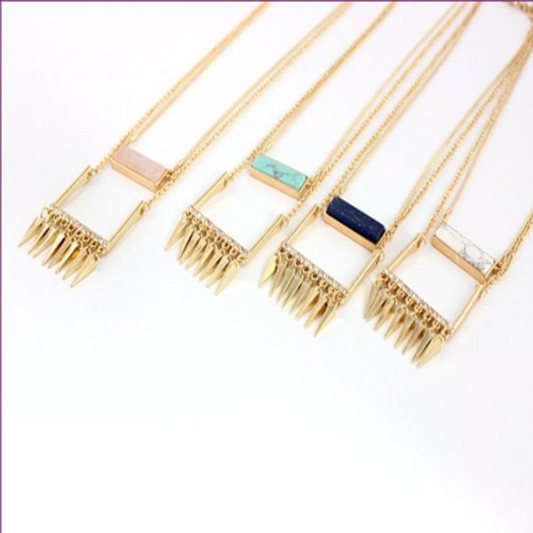 wholesale 10 pcs ethnic style gold plated geometric rose quartz pendant link chain necklace lapis lazuli jewelry, Silver
wholesale 10 pcs ethnic style gold plated geometric rose quartz pendant link chain necklace lapis lazuli jewelry, Silver