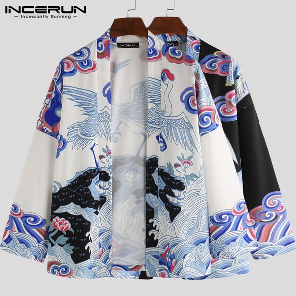 men printed shirt ethnic style long sleeve open stitch kimono vintage streetwear fashion men casual loose cardigan incerun, White;black
men printed shirt ethnic style long sleeve open stitch kimono vintage streetwear fashion men casual loose cardigan incerun, White;black