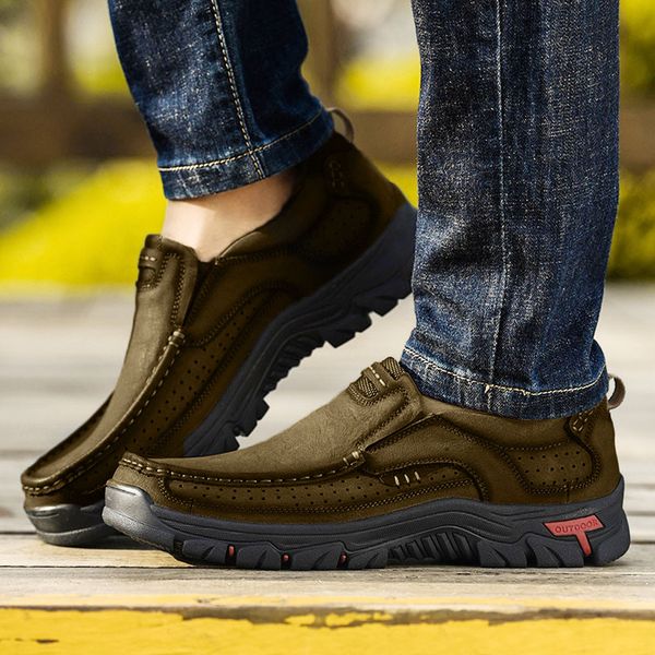 men's hiking shoes first layer leather non-slip shoes round toe outdoor sports one foot wear-resistant walking travel, Black
men's hiking shoes first layer leather non-slip shoes round toe outdoor sports one foot wear-resistant walking travel, Black
