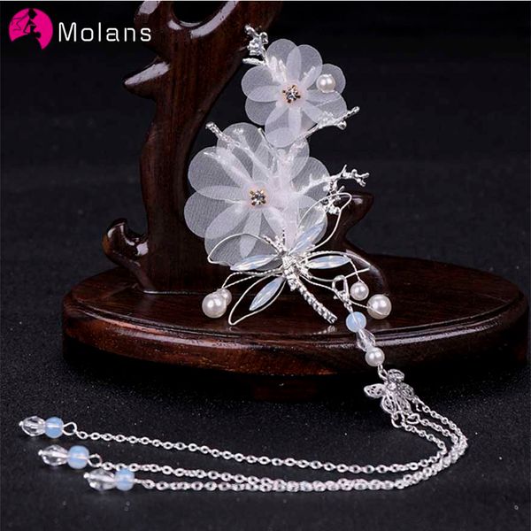 molans immortal dragonfly butterfly floral hair accessories for girls pearl tassels alloy swaying hair clips for pgraph