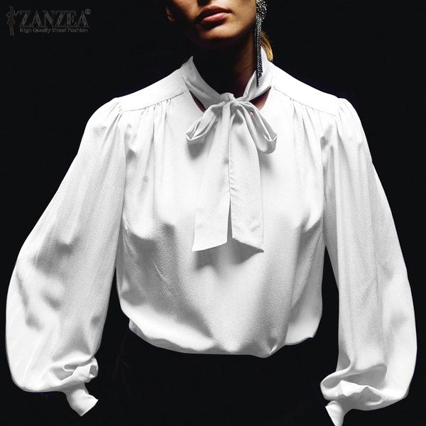 women's blouses & shirts puff sleeve blouse zanzea 2021 stylish bow tie casual button down work blusas female lace up plus size tunic, White
women's blouses & shirts puff sleeve blouse zanzea 2021 stylish bow tie casual button down work blusas female lace up plus size tunic, White