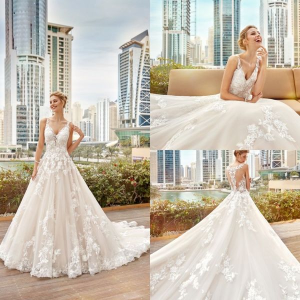 2019 a line eddy k wedding dresses v neck lace applique sweep train country wedding dress plus size custom garden boho bridal gowns, White
2019 a line eddy k wedding dresses v neck lace applique sweep train country wedding dress plus size custom garden boho bridal gowns, White