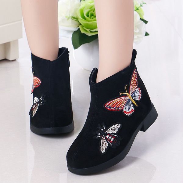 little girls fashion boots suede toddler girls bee boots kid embroidered butterfly boot children shoes solid ankle boot, Black;grey
little girls fashion boots suede toddler girls bee boots kid embroidered butterfly boot children shoes solid ankle boot, Black;grey