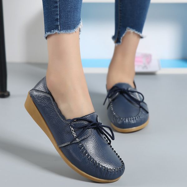 genuine leather shoes solid women flats summer loafers ladies casual shoes comfy ballerina lace up moccasin fgh6, Black
genuine leather shoes solid women flats summer loafers ladies casual shoes comfy ballerina lace up moccasin fgh6, Black
