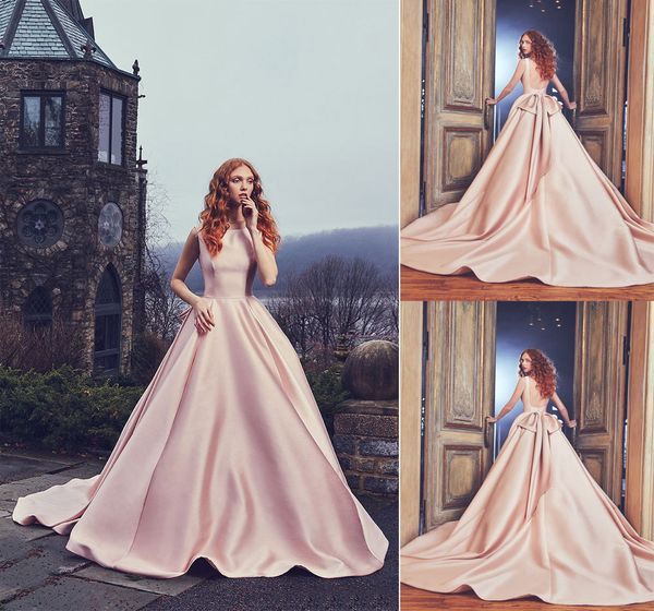 vintage pink a line wedding dresses bateau neck satin bridal gowns backless beach country wedding dress custom made, White 
vintage pink a line wedding dresses bateau neck satin bridal gowns backless beach country wedding dress custom made, White