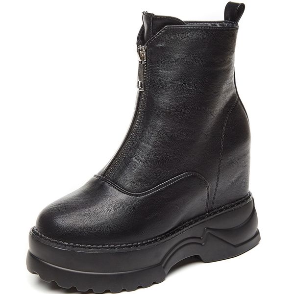 rasmeup 2020 winter increase within 8 cm women boots platform boots women front zipper black white lady shoes 
rasmeup 2020 winter increase within 8 cm women boots platform boots women front zipper black white lady shoes