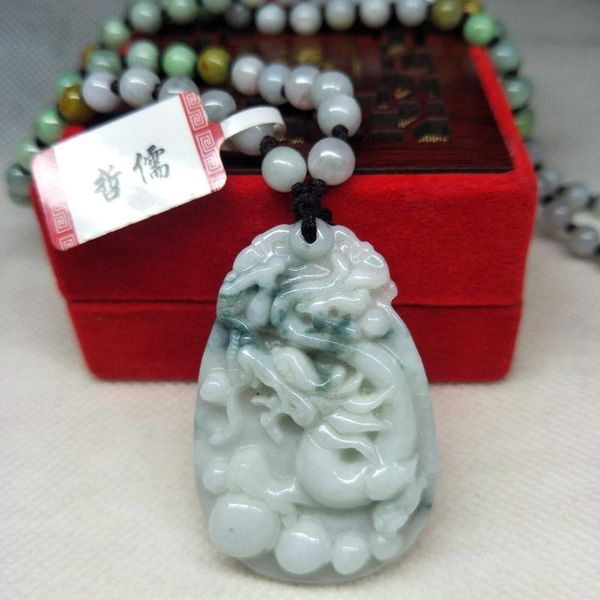 zhe ru jewelry pure natural jadeite light green bicolor dragon pendant tricolor jade bead necklace send a certificate, Silver
zhe ru jewelry pure natural jadeite light green bicolor dragon pendant tricolor jade bead necklace send a certificate, Silver