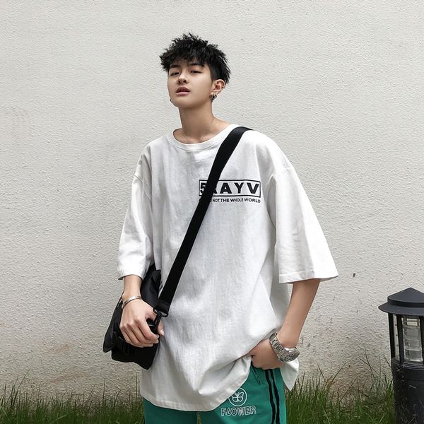men's t-shirt 2019 summer new slim super cool monographic printing loose casual round collar personality youth men's wear, White;black
men's t-shirt 2019 summer new slim super cool monographic printing loose casual round collar personality youth men's wear, White;black