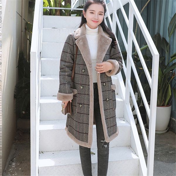 cbafu casual thick cotton women's winter faux lambs wool coat 2018 fashion women warm wool blend long coat female runway d132, Black;brown
cbafu casual thick cotton women's winter faux lambs wool coat 2018 fashion women warm wool blend long coat female runway d132, Black;brown