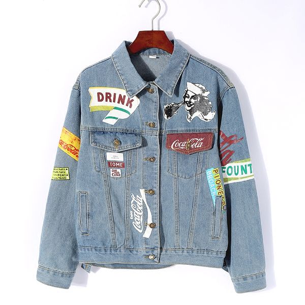 boyfriend style graffiti print denim jacket women blue wide-waisted long sleeve jean jacket autumn female denim coat, Black;brown
boyfriend style graffiti print denim jacket women blue wide-waisted long sleeve jean jacket autumn female denim coat, Black;brown
