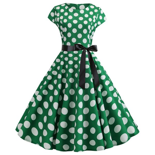 summer dress women vintage 1950s retro short sleeve dot print evening party prom swing dress for female vestidos robe femme 41, Black;gray
summer dress women vintage 1950s retro short sleeve dot print evening party prom swing dress for female vestidos robe femme 41, Black;gray