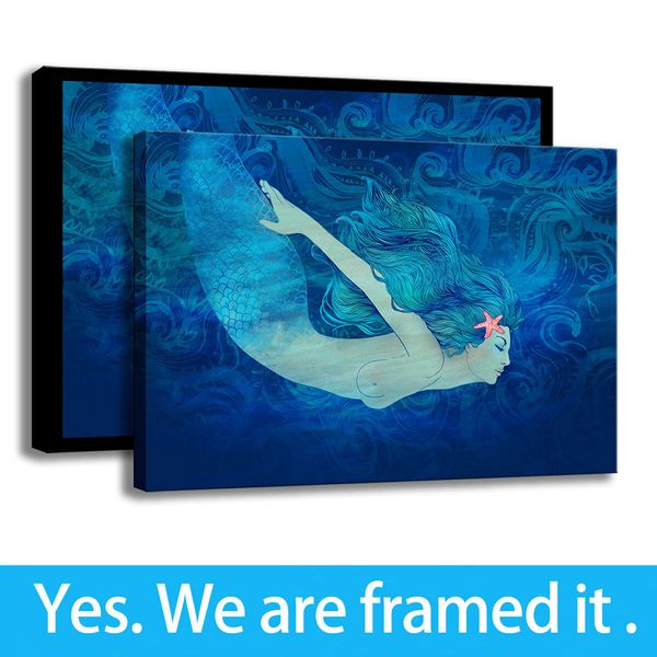 sea girl art background wall decorative mermaid hd print canvas oil painting - ready to hang - framed
sea girl art background wall decorative mermaid hd print canvas oil painting - ready to hang - framed