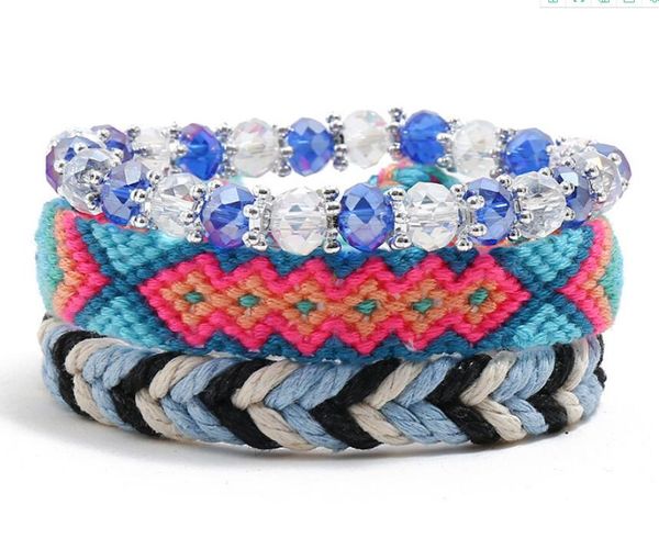 woman bracelet diy bohemia crystal beading colored cotton rope combination suit bracelet size can be adjusted 3styles/1set, Black
woman bracelet diy bohemia crystal beading colored cotton rope combination suit bracelet size can be adjusted 3styles/1set, Black