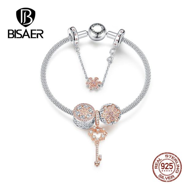 2019 women bracelets bisaer 925 sterling silver love key snake chain clasp silver bracelets sterling jewelry ecb824, Golden;silver
2019 women bracelets bisaer 925 sterling silver love key snake chain clasp silver bracelets sterling jewelry ecb824, Golden;silver