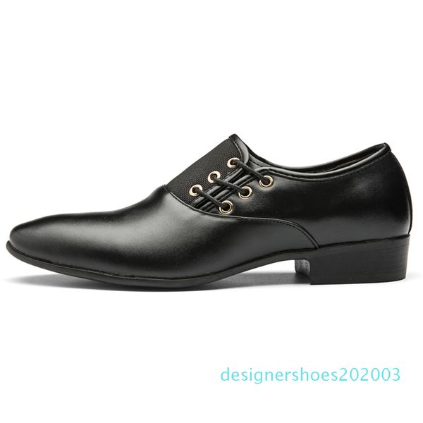 men's casual dress shoes business pointed oxfords shoes for men lace up designer men office 2019 d03, Black