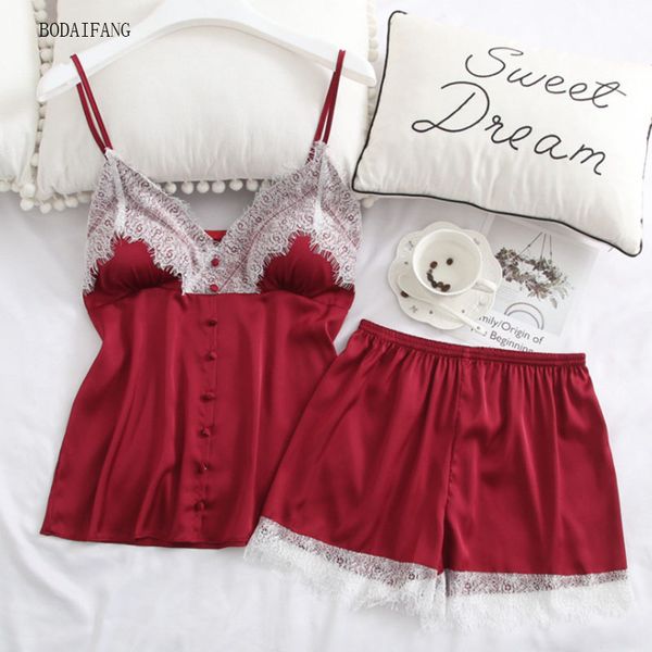 bodaifang 2019 summer fashion women sleepwear silk pajamas chest pad nightwear lace homewear women lingerie two piece sets, Blue;gray
bodaifang 2019 summer fashion women sleepwear silk pajamas chest pad nightwear lace homewear women lingerie two piece sets, Blue;gray