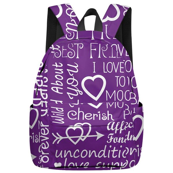 i love you pattern purple backpack for teenage travel bags school bags backpack interior key chain holder
i love you pattern purple backpack for teenage travel bags school bags backpack interior key chain holder