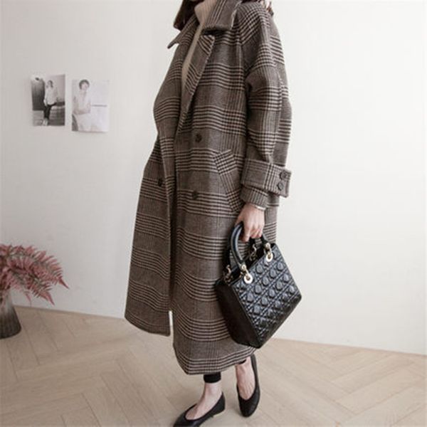johnature autumn winter new korean plaid loose long wool coat women 2019 turn-down collar button pockets casual blends coats, Black
johnature autumn winter new korean plaid loose long wool coat women 2019 turn-down collar button pockets casual blends coats, Black