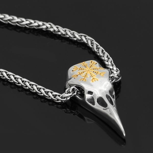 norse viking raven skull helm of owe pendant necklace stainless steel crow skull pendant viking jewelry, Silver
norse viking raven skull helm of owe pendant necklace stainless steel crow skull pendant viking jewelry, Silver