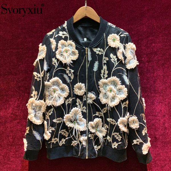 svoryxiu designer autumn winter black mesh jackets outerwear women's embroidery applique fashion jackets coat 2019, Black;brown
svoryxiu designer autumn winter black mesh jackets outerwear women's embroidery applique fashion jackets coat 2019, Black;brown