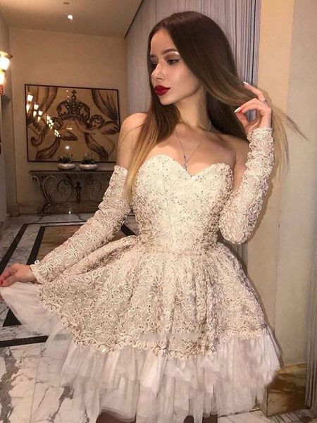champagne elegant cocktail dresses 2019 a line sweetheart open back long sleeves lace short prom homecoming dresses evening dresses, Black;red
champagne elegant cocktail dresses 2019 a line sweetheart open back long sleeves lace short prom homecoming dresses evening dresses, Black;red